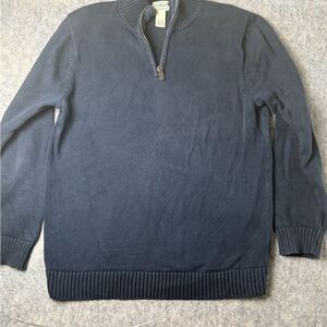 L.L. Bean Sweater Men's XL Tall Navy Ribbed Hem 100% Cotton Long Sleeve 1/4 Zip
